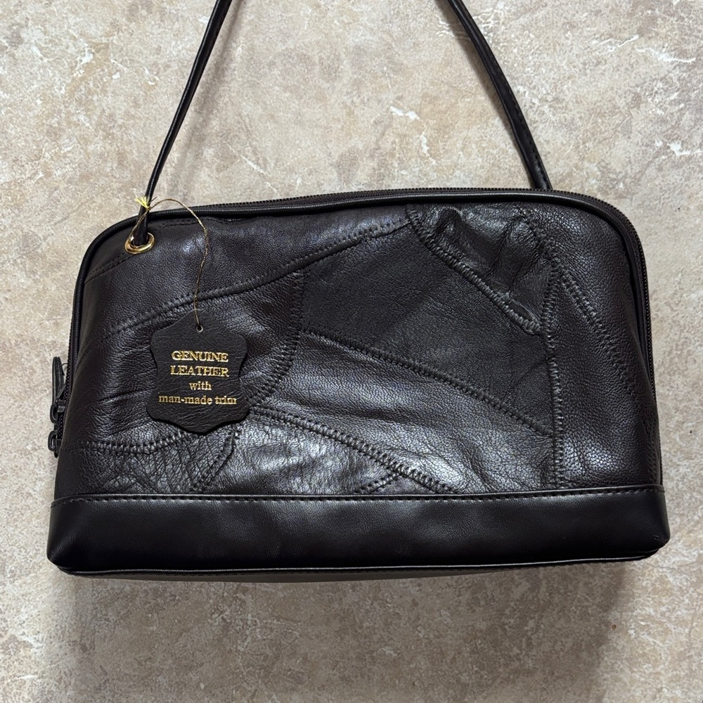 Brown-Black Leather Crossbody Purse
